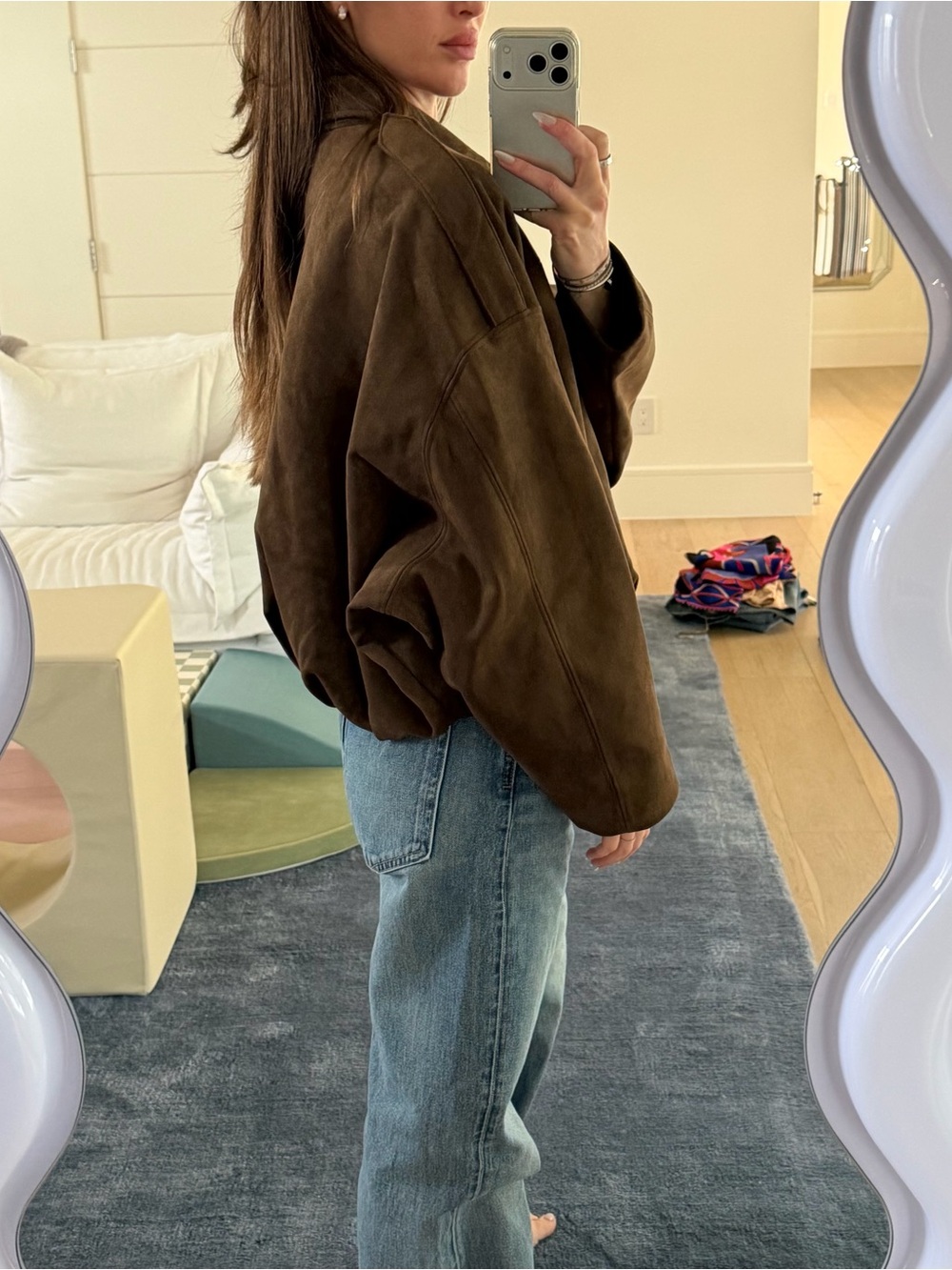 Zara Faux Suede Volume Bomber - Picture 2 of 3